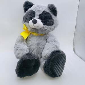 Animal Adventure 17" Gray Raccoon Plush Stuffed Animal w/ Green Polka Dot Bow